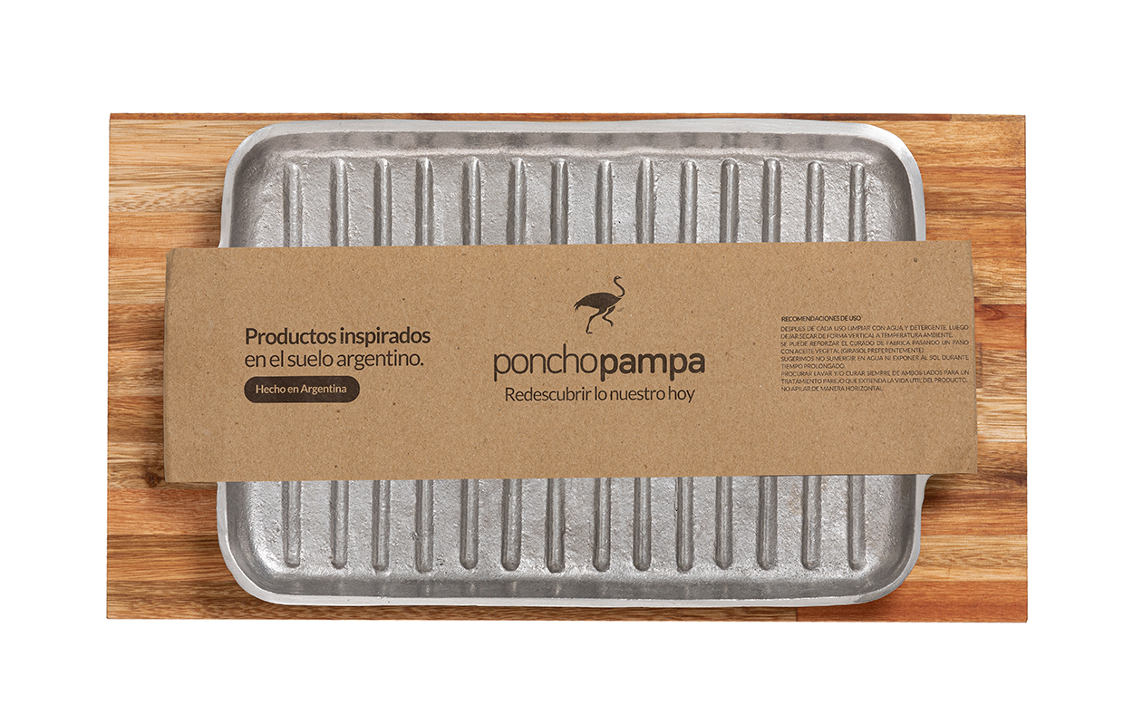 Bifera de Aluminio c/Base de Madera  Poncho Pampa